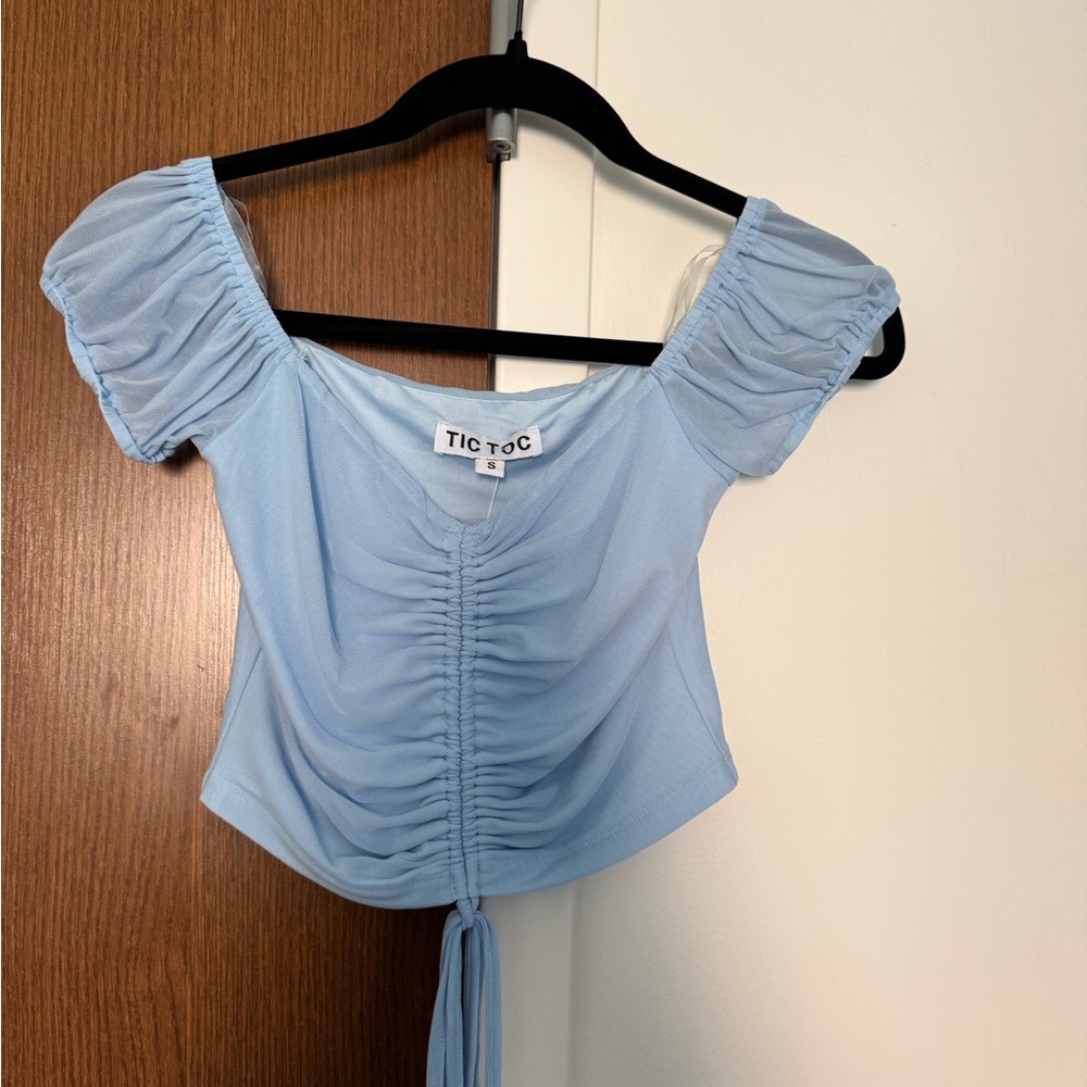 Women's Blue Ruched Top